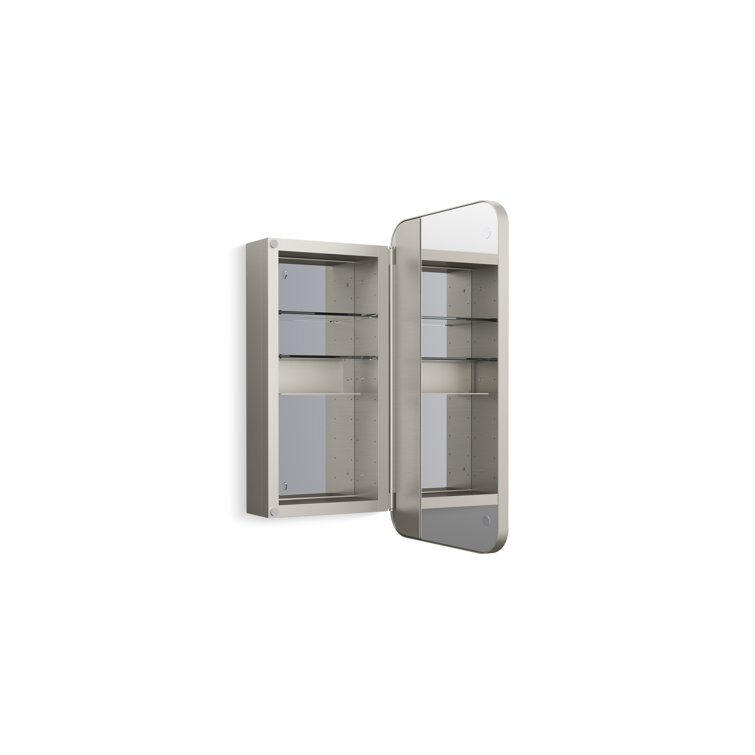 Verdera Brushed Nickel Rectangular Framed Medicine Cabinet with Mirror