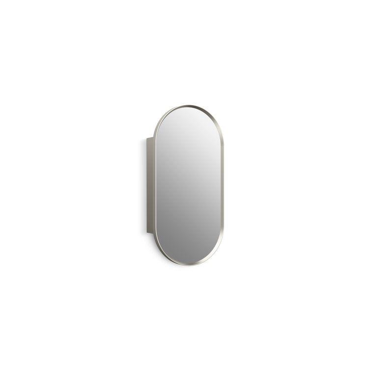 Brushed Nickel 30" x 15" Capsule Framed Medicine Cabinet