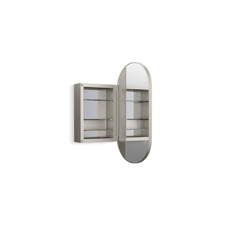 Brushed Nickel 30" x 15" Capsule Framed Medicine Cabinet