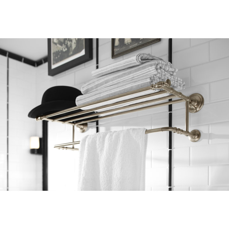 Polished Chrome Wall Mounted Metal Towel Shelf