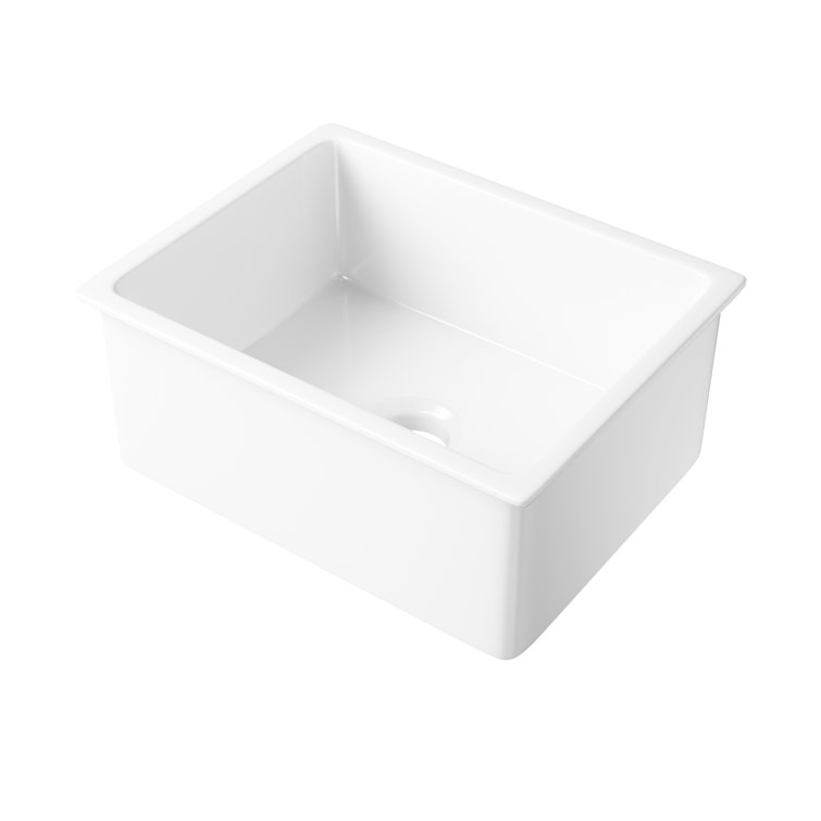 Oslo White Fireclay Single Bowl Undermount Kitchen Sink with Accessories