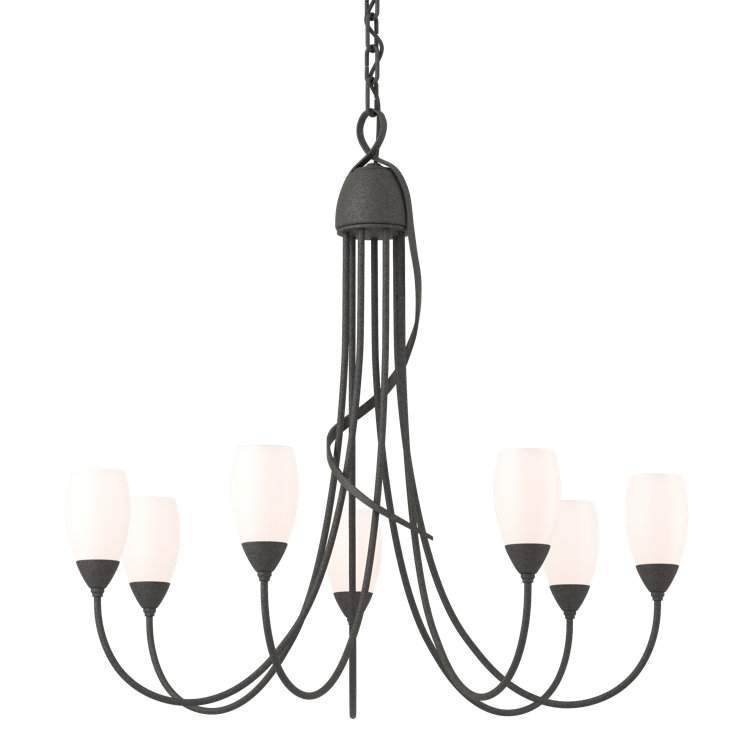 Flora 7-Light Bronze Traditional Chandelier with Opal Shades