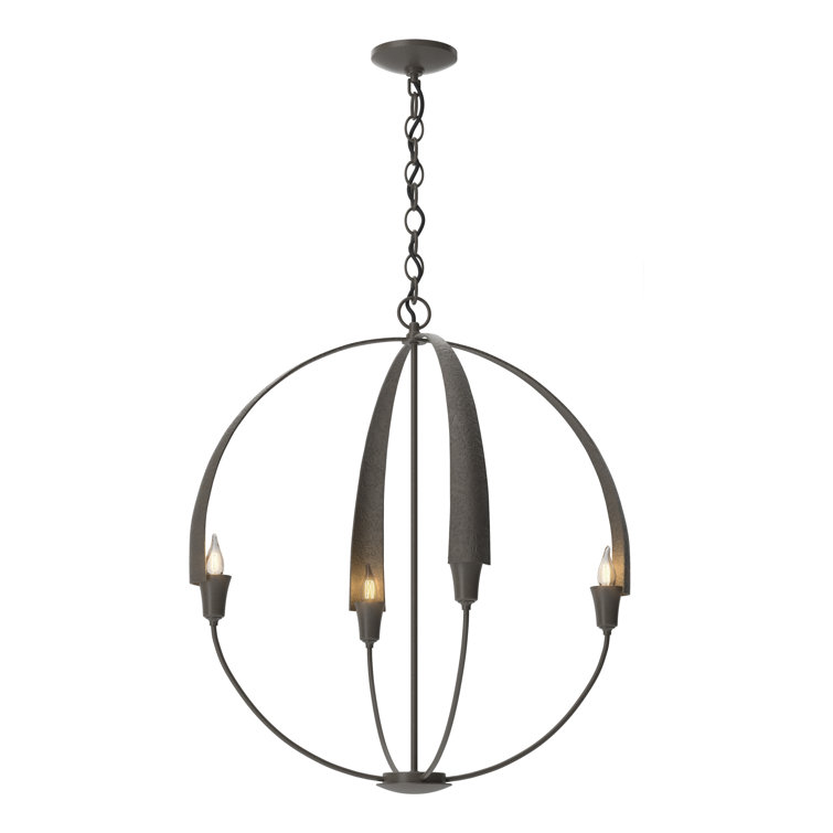 Dark Smoke Bronze Globe Orb Chandelier with Tapered Steel Petals