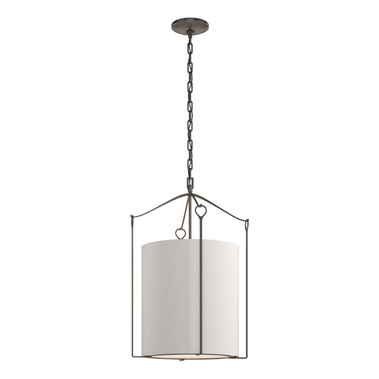 Oil Rubbed Bronze Drum Pendant with Natural Anna Shade