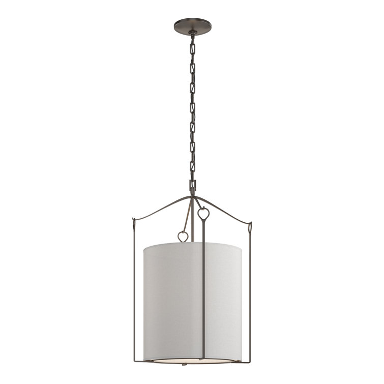 Oil Rubbed Bronze Drum Pendant with Natural Anna Shade