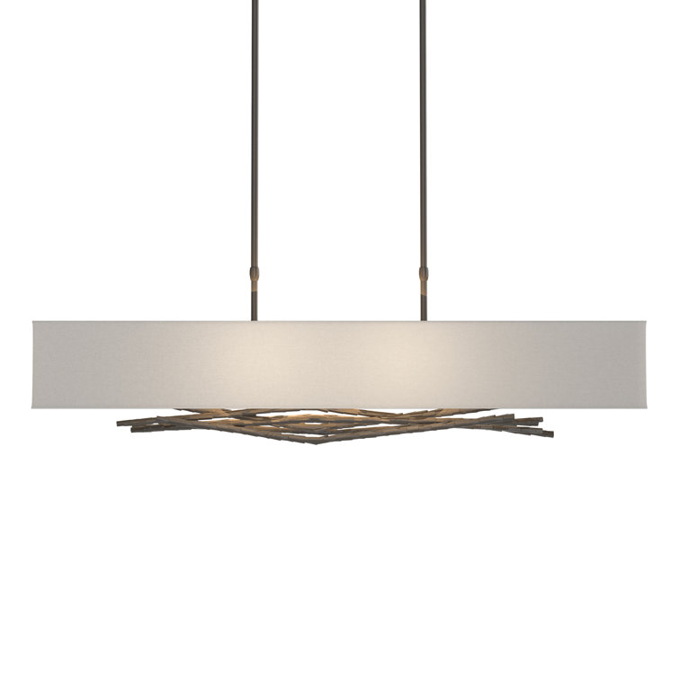 Brindille Dark Smoke 4-Light Island Pendant with Natural Anna Shade
