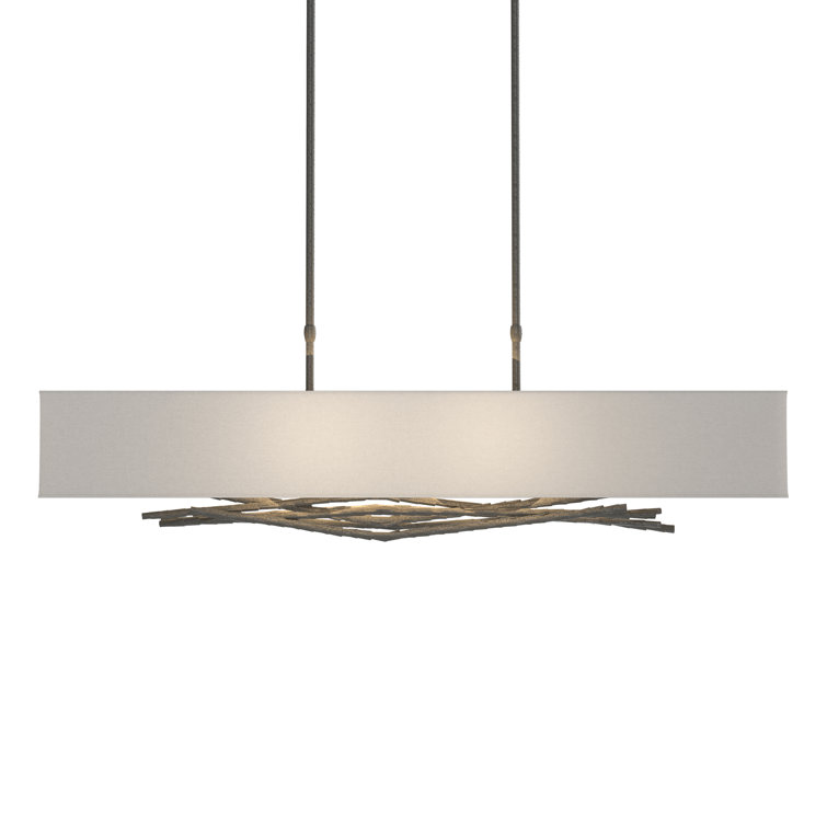 Brindille Opaque Natural Iron 4-Light Island Pendant with Natural Anna Shade