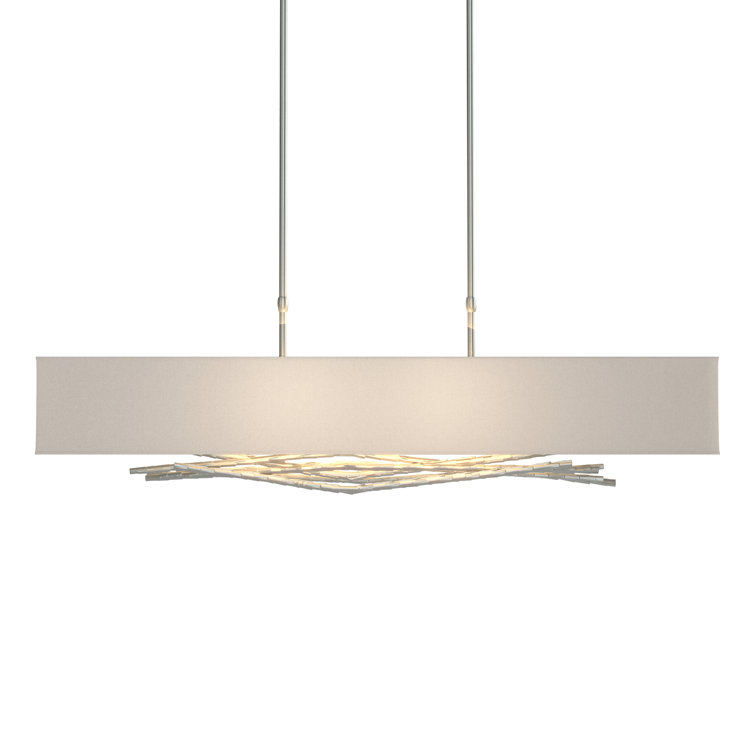 Brindille 4-Light Flax Shade Island Pendant in Opaque Natural Iron