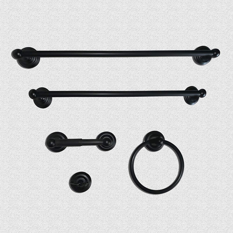 Matte Black Metal 5-Piece Bathroom Hardware Set