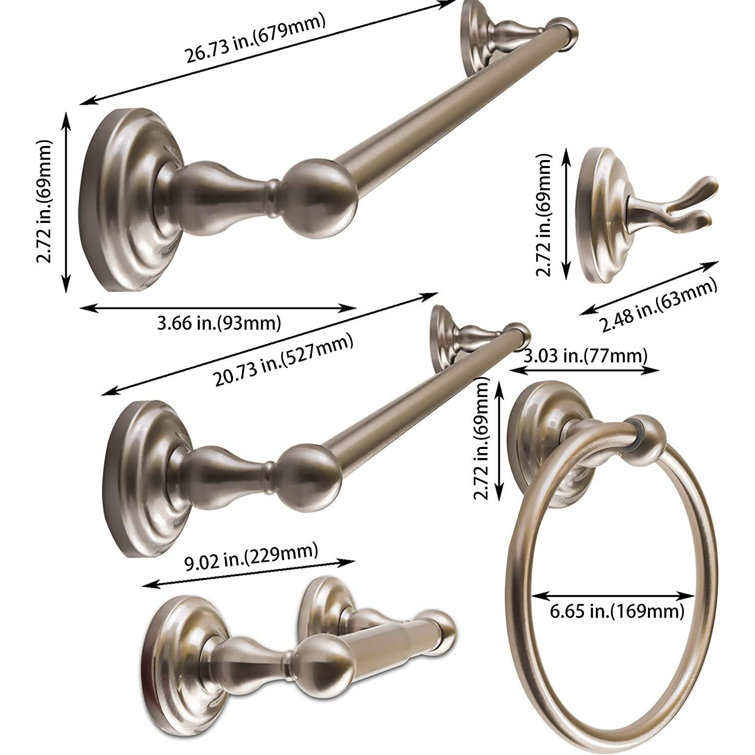 Satin Nickel 5-Piece Bathroom Hardware Set