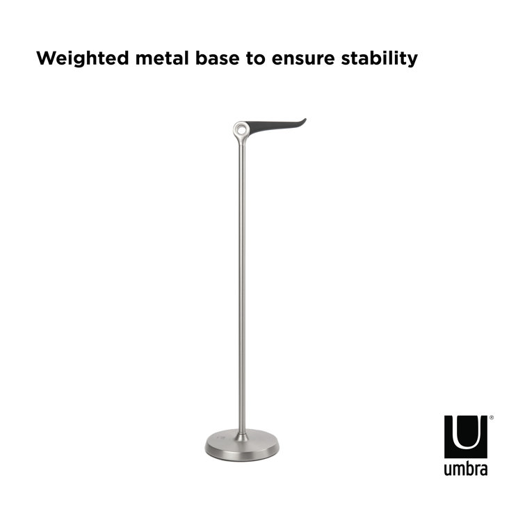 Gray Steel Freestanding Toilet Paper Holder with Reserve