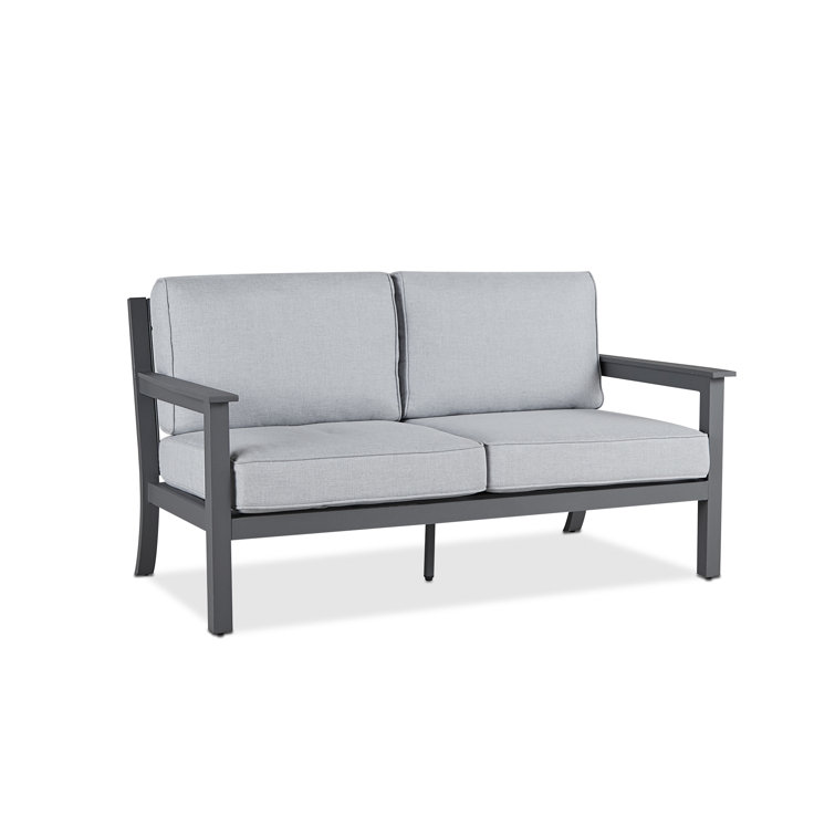 Gray Metal Outdoor Loveseat with Cushions, 55"