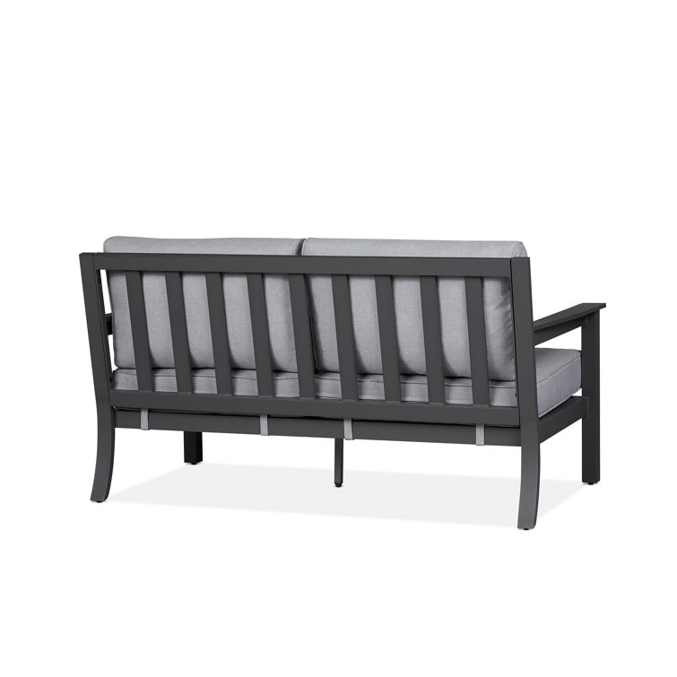 Gray Metal Outdoor Loveseat with Cushions, 55"
