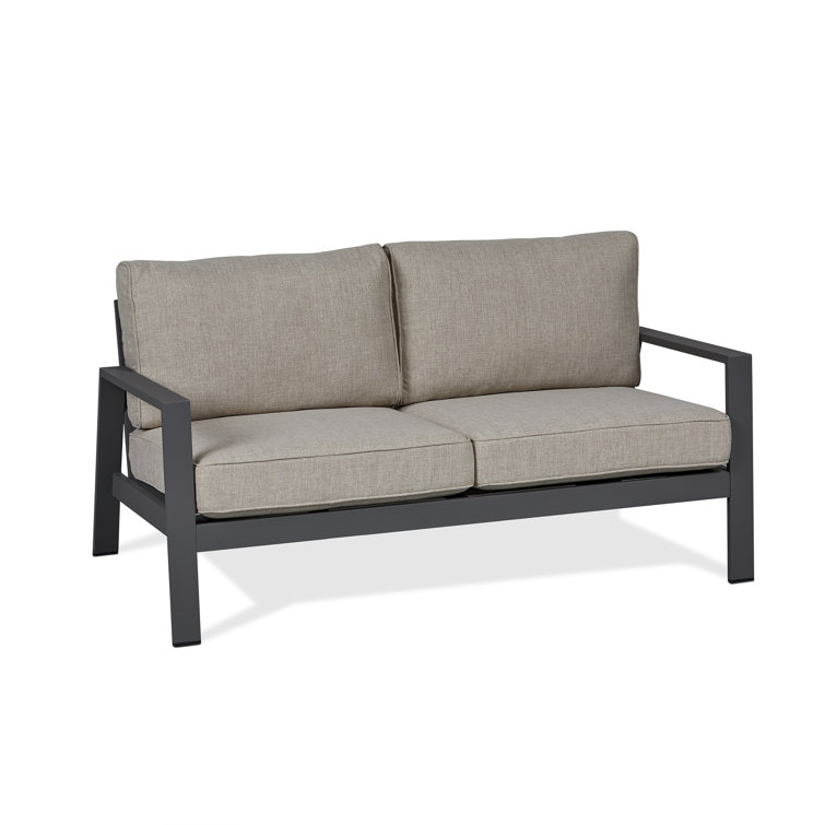 Aegean 55" Tan Cushioned Aluminum Outdoor Loveseat