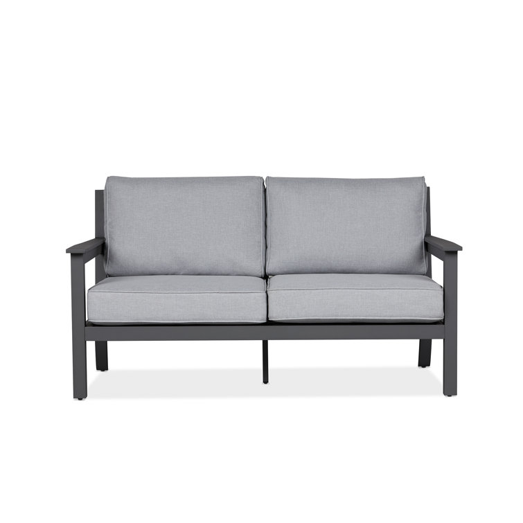 Gray Metal Outdoor Loveseat with Cushions, 55"