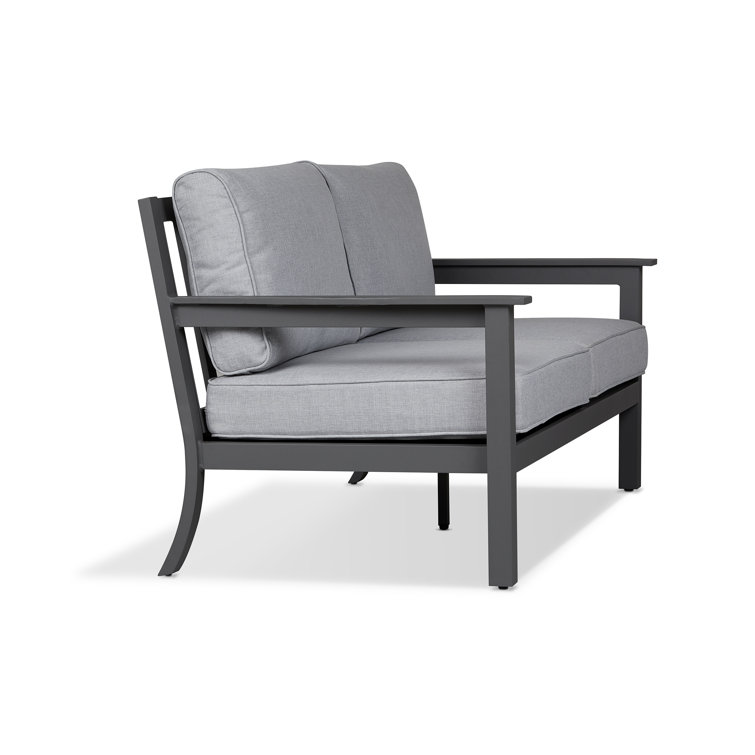Gray Metal Outdoor Loveseat with Cushions, 55"