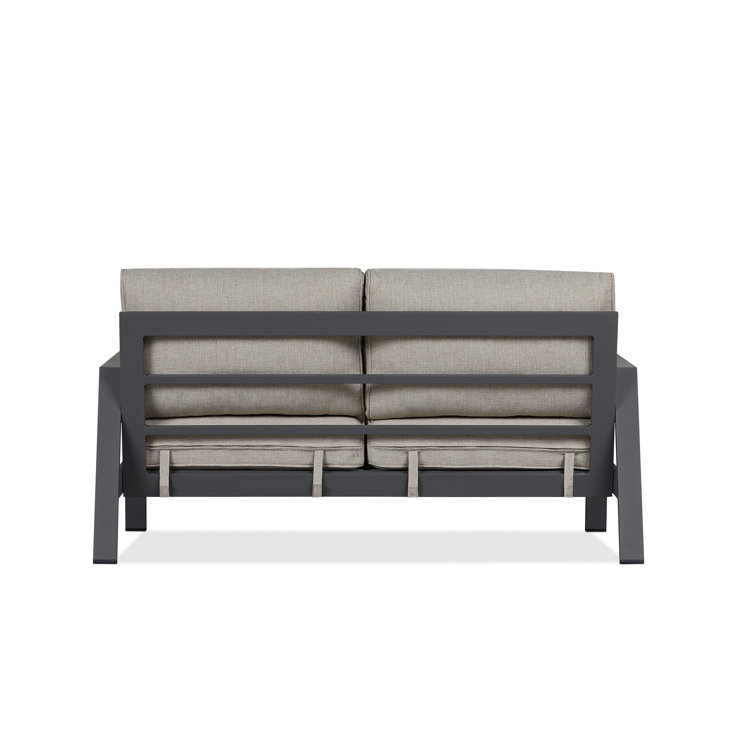 Aegean 55" Tan Cushioned Aluminum Outdoor Loveseat