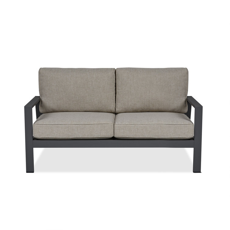 Aegean 55" Tan Cushioned Aluminum Outdoor Loveseat
