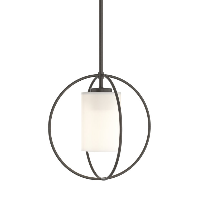 Mini Orbital Bronze 1-Light Pendant with Dark Smoke Opal Glass Shade
