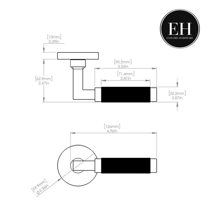 Matte Black and Satin Gold Brass Lever Door Handle