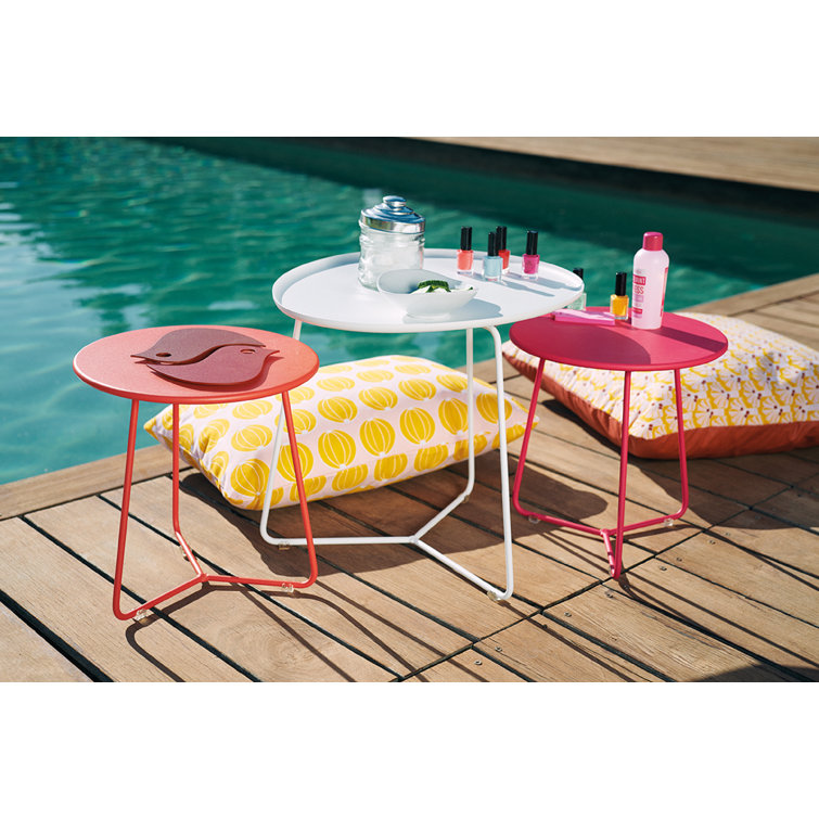 Cotton White Powder Coated Steel Side Table