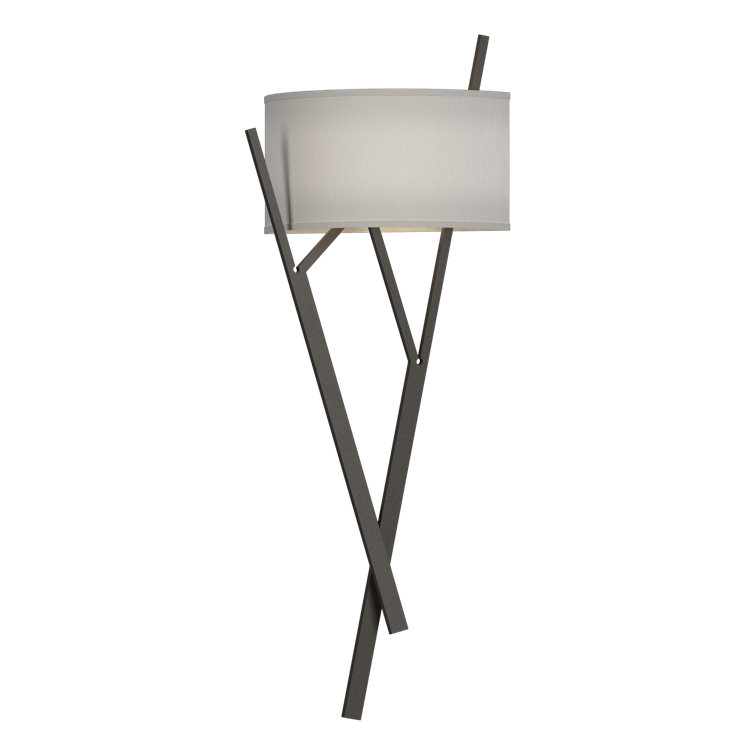 Arbo Dark Smoke Nickel 2-Light Wall Sconce with Natural Anna Shade