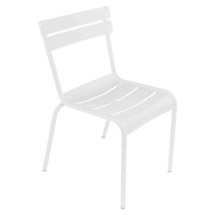 Cotton White Aluminum Stackable Outdoor Dining Chairs, Set of 4