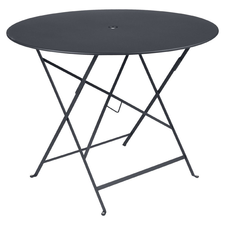 Liquorice Black Round Metal Folding Bistro Table