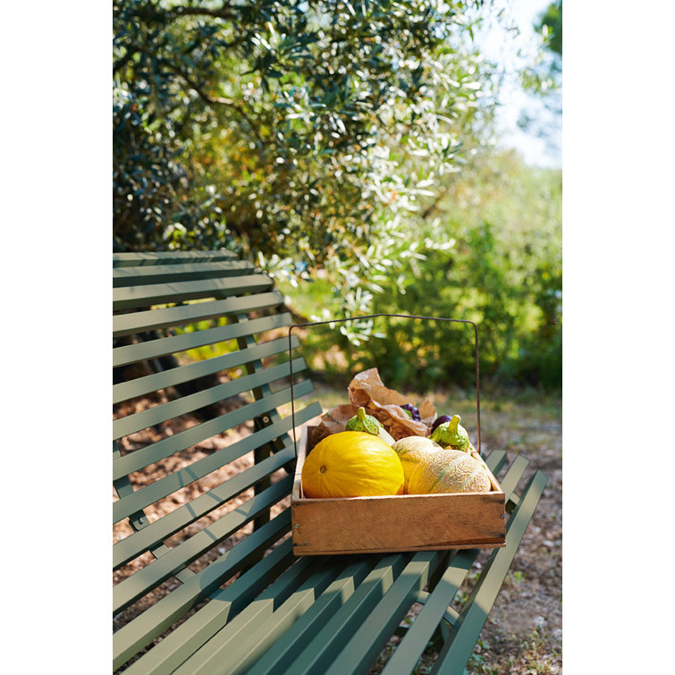Cedar Green Metal Outdoor Garden Bench with Steel Frame