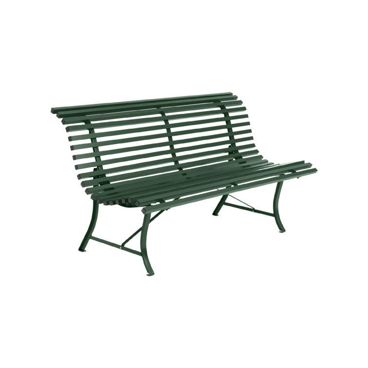 Cedar Green Metal Outdoor Garden Bench with Steel Frame