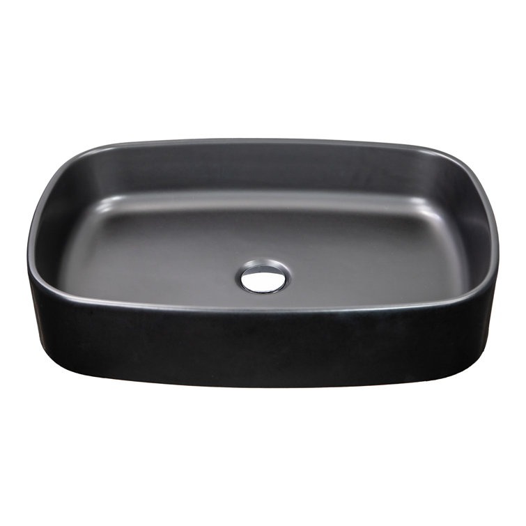Matte Black Ceramic Rectangular Vessel Bathroom Sink