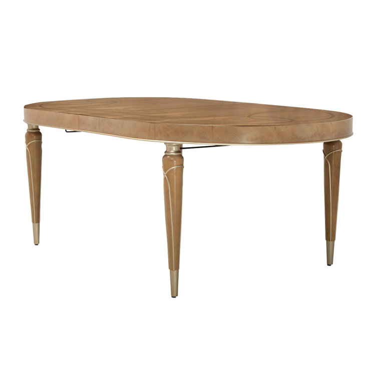 Caramel Mahogany Oval Extendable Dining Table with Chardonnay Accents
