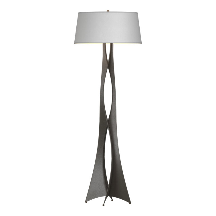 Moreau Dark Smoke 62.6" Floor Lamp with Natural Anna Shade