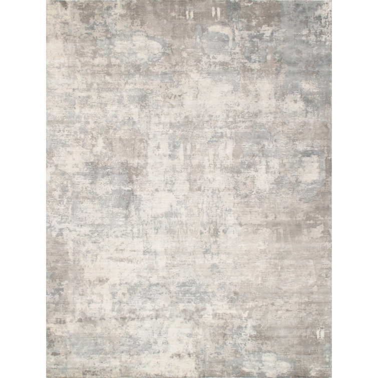 Abstract Elegance Hand-Loomed Viscose Area Rug - 12' x 15' Gray
