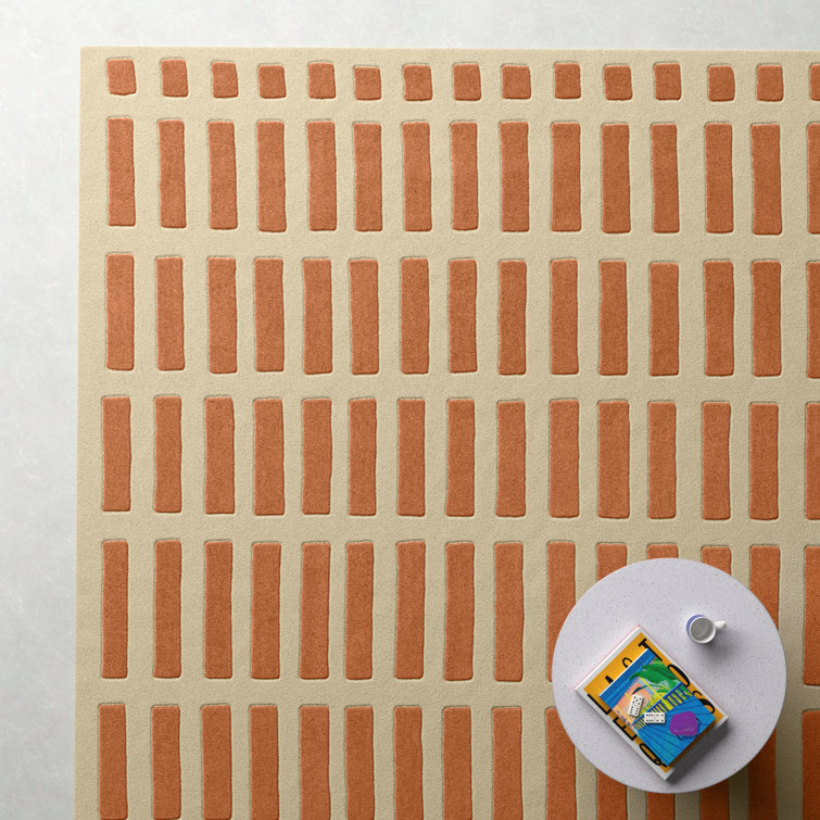 Maize Orange and Ivory Hand-Tufted Wool Rug, 8' x 10'