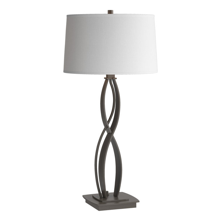 Natural Iron Table Lamp with Flax Shade