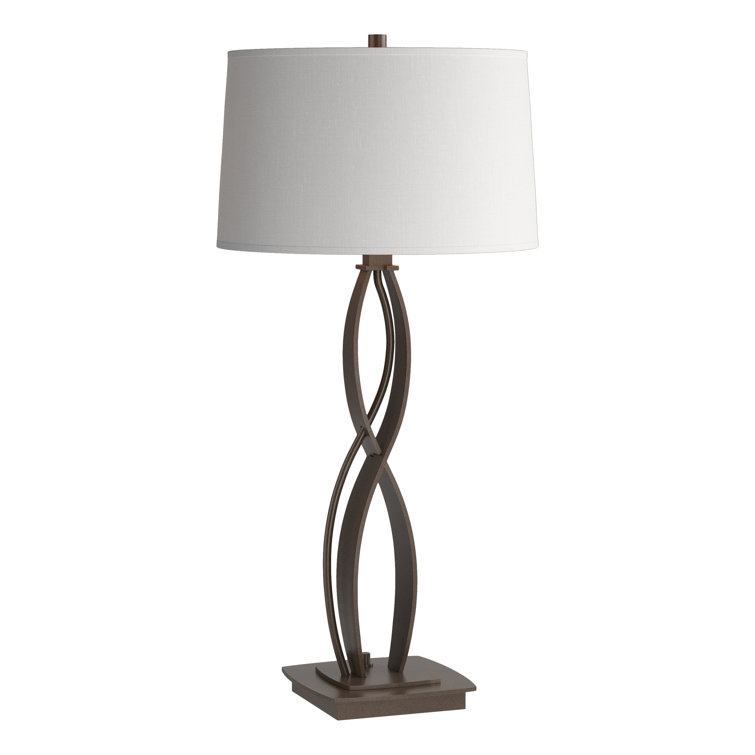 Natural Iron Table Lamp with Flax Shade