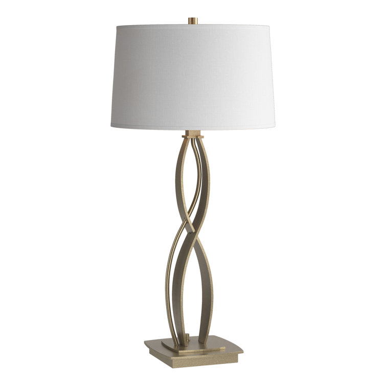 Natural Iron Table Lamp with Flax Shade