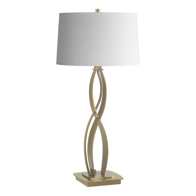 Natural Iron Table Lamp with Flax Shade