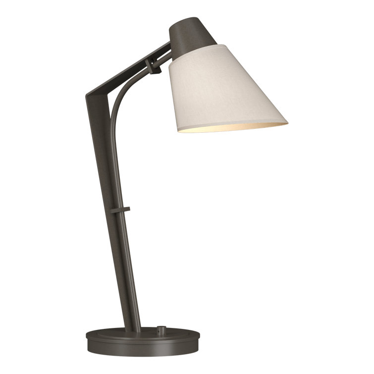Edison Dark Smoke Metal Desk Lamp with Flax Shade