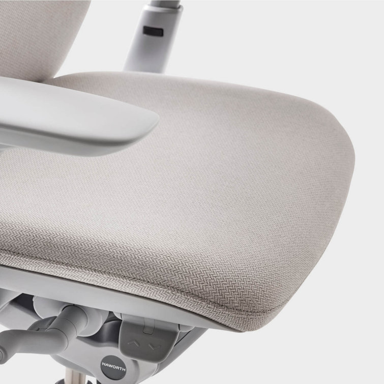 Fog Gray Upholstered Swivel Task Chair with Adjustable Arms