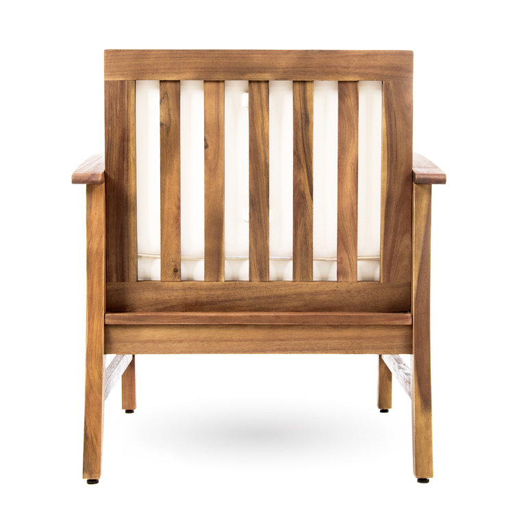 Teak Wood 6-Person Outdoor Sofa and Armchair Set with Cream Cushions