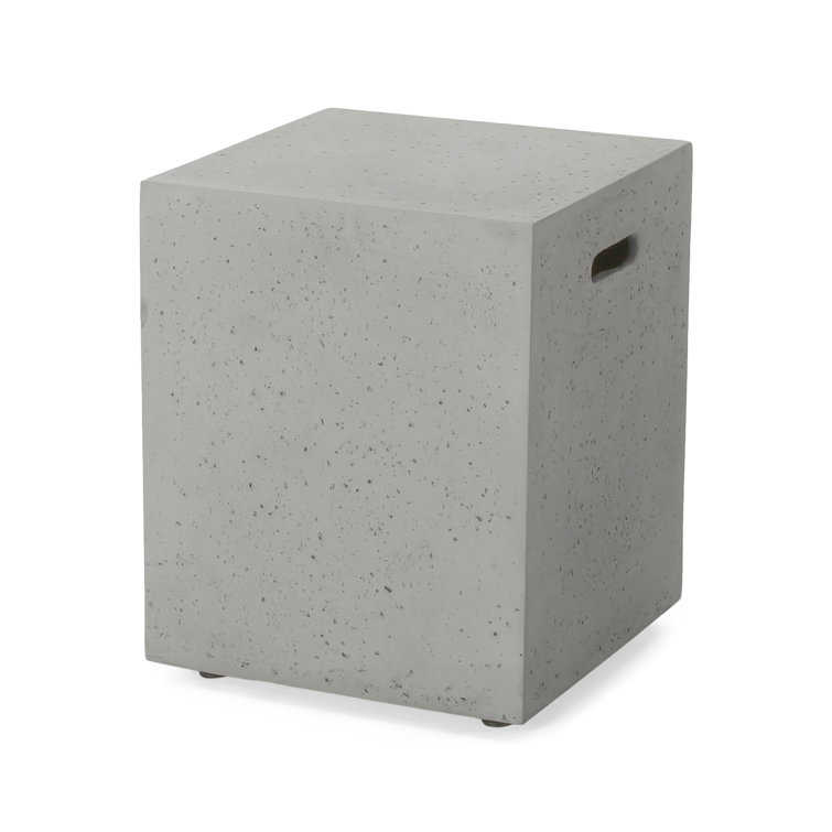 Light Gray Concrete Rectangular Gas Fire Pit Table with Tank Holder