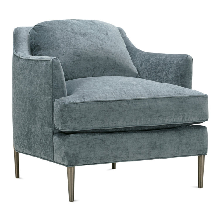 Adriatic Green Upholstered Armchair with Brushed Steel Legs