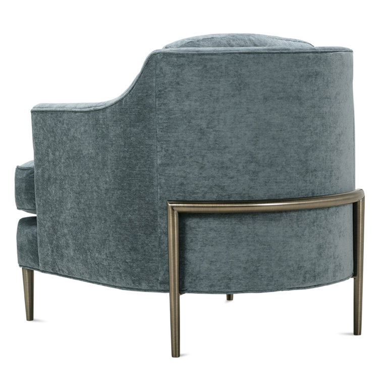 Adriatic Green Upholstered Armchair with Brushed Steel Legs