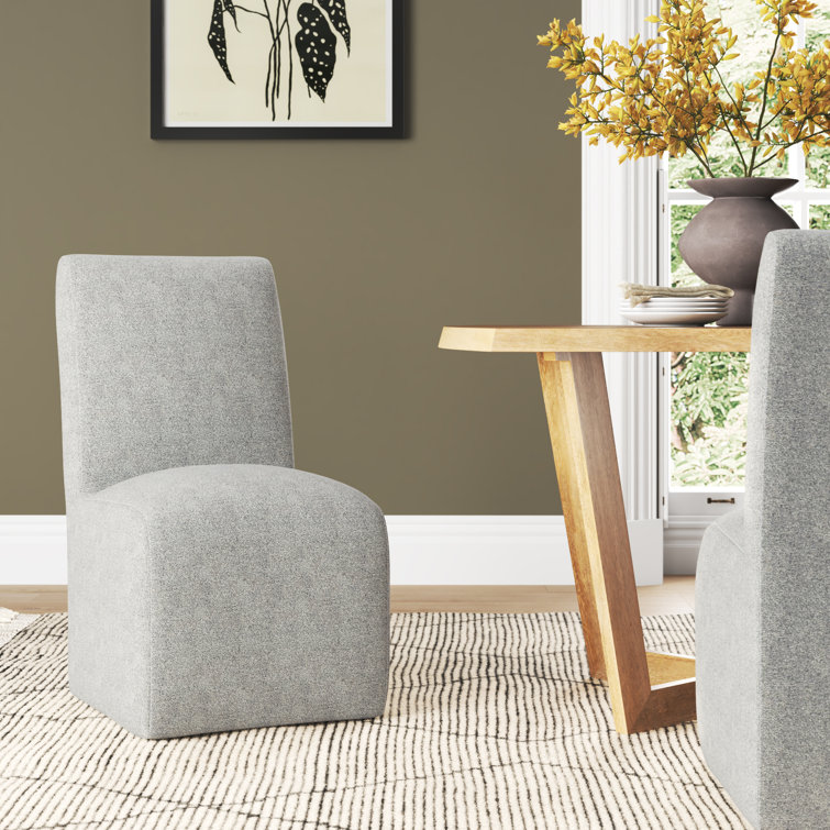Gray Linen Upholstered Parsons Side Chair Set