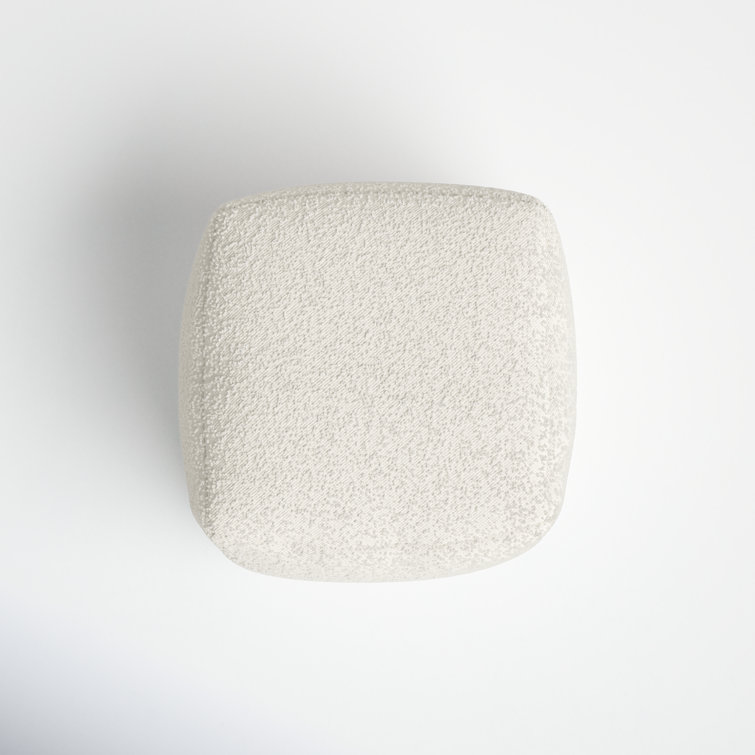 Ivory Boucle Upholstered Modern Square Pouf