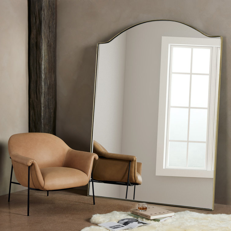 Elegant Full-Length Rectangular Mirror in Silver and Gold