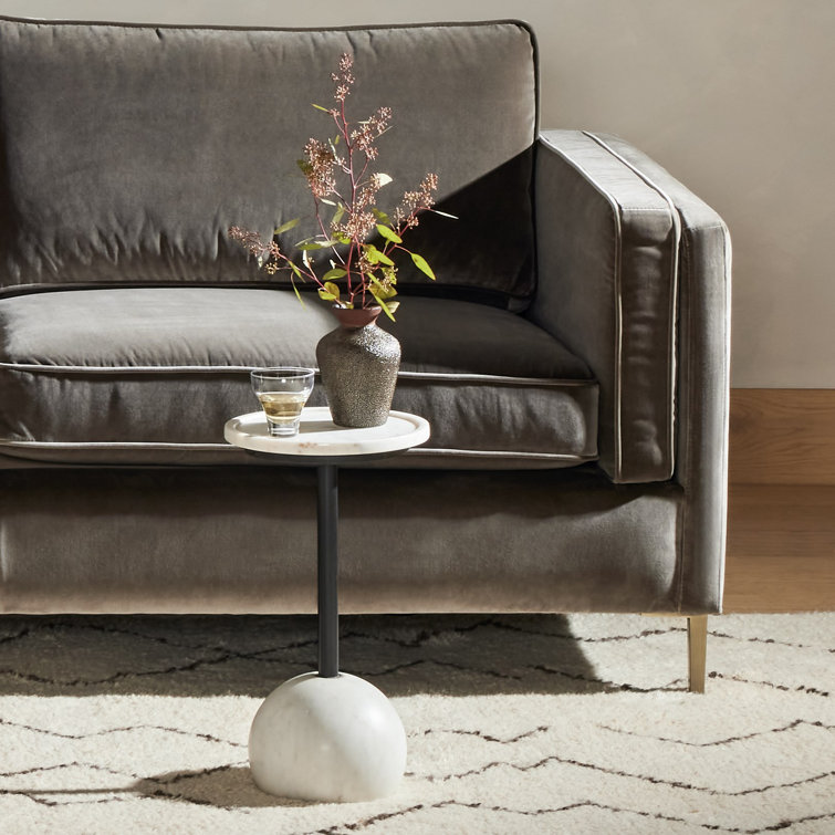 Elegant Viola Round Stone and Metal End Table