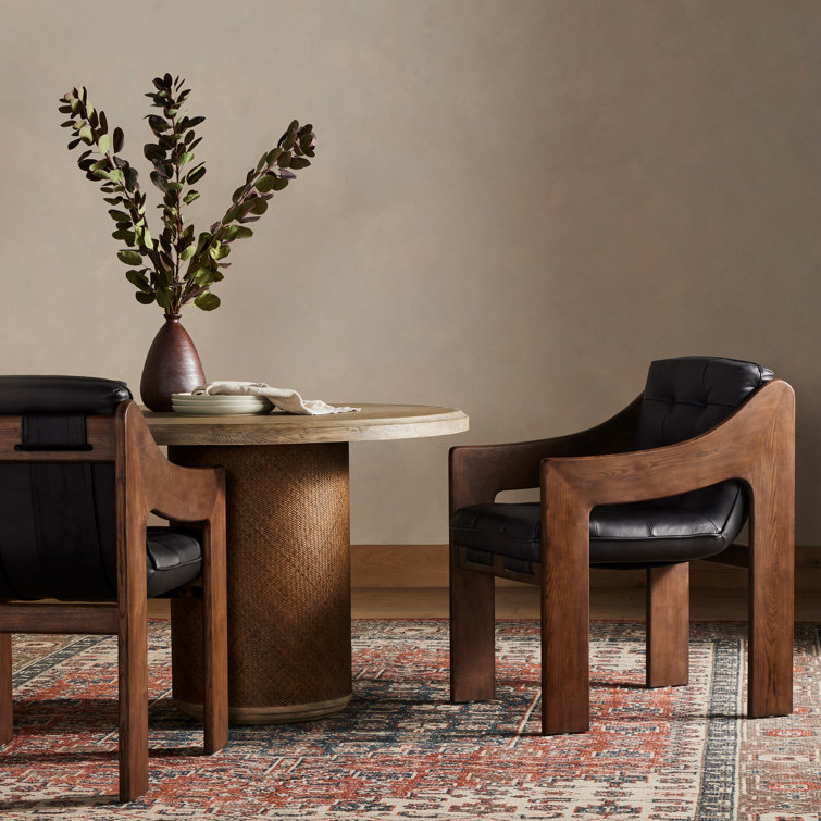 Heirloom Black Terra Brown Ash Upholstered Leather Arm Chair